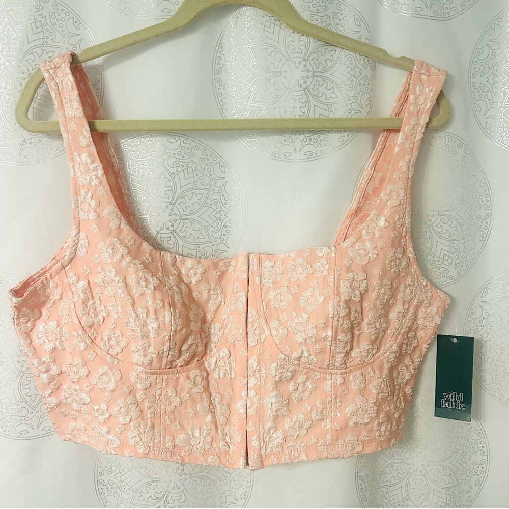 NWOT Wild Fable Pink Floral Bustier Corset Crop Top XL